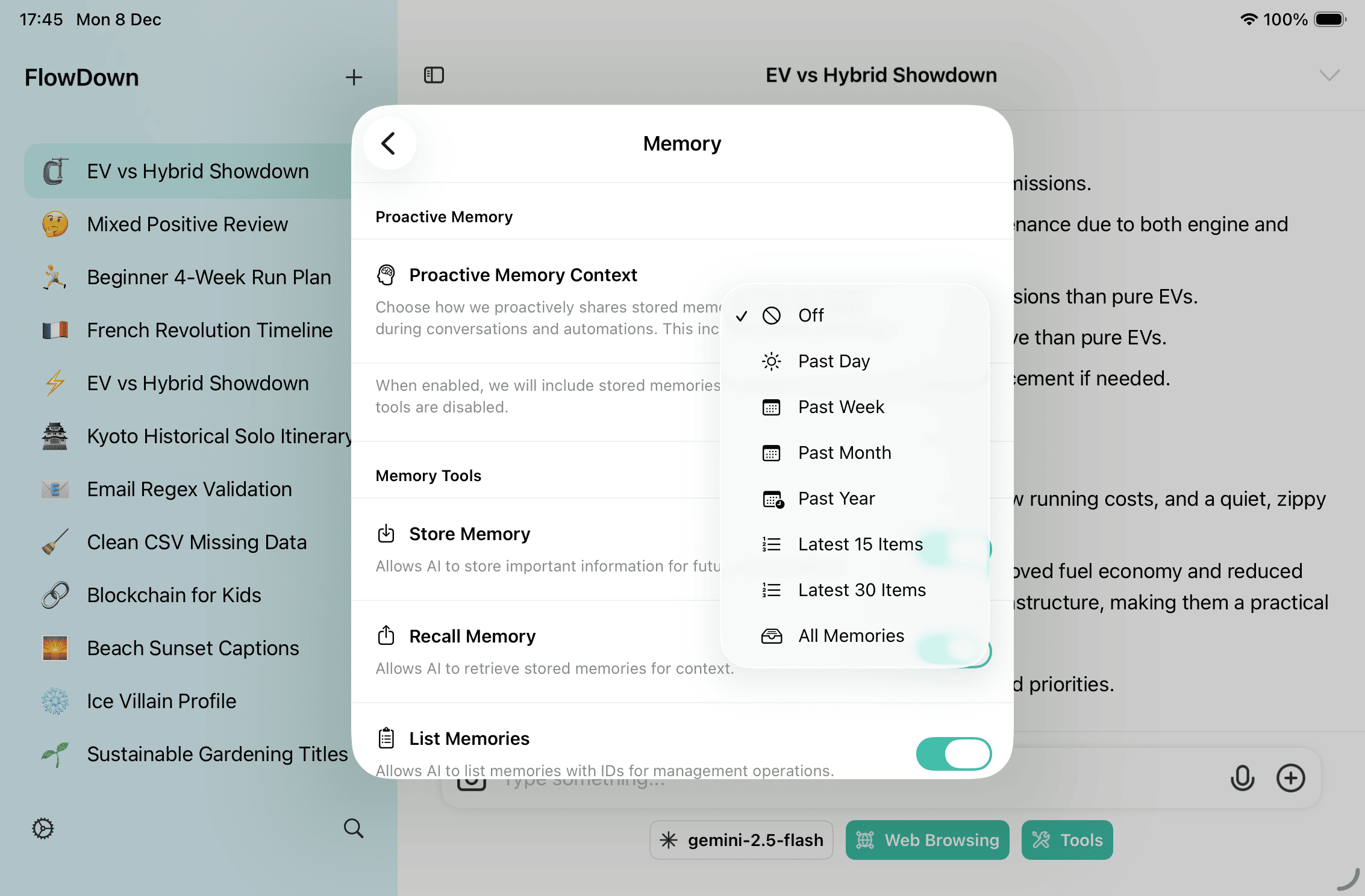 Proactive memory scope options