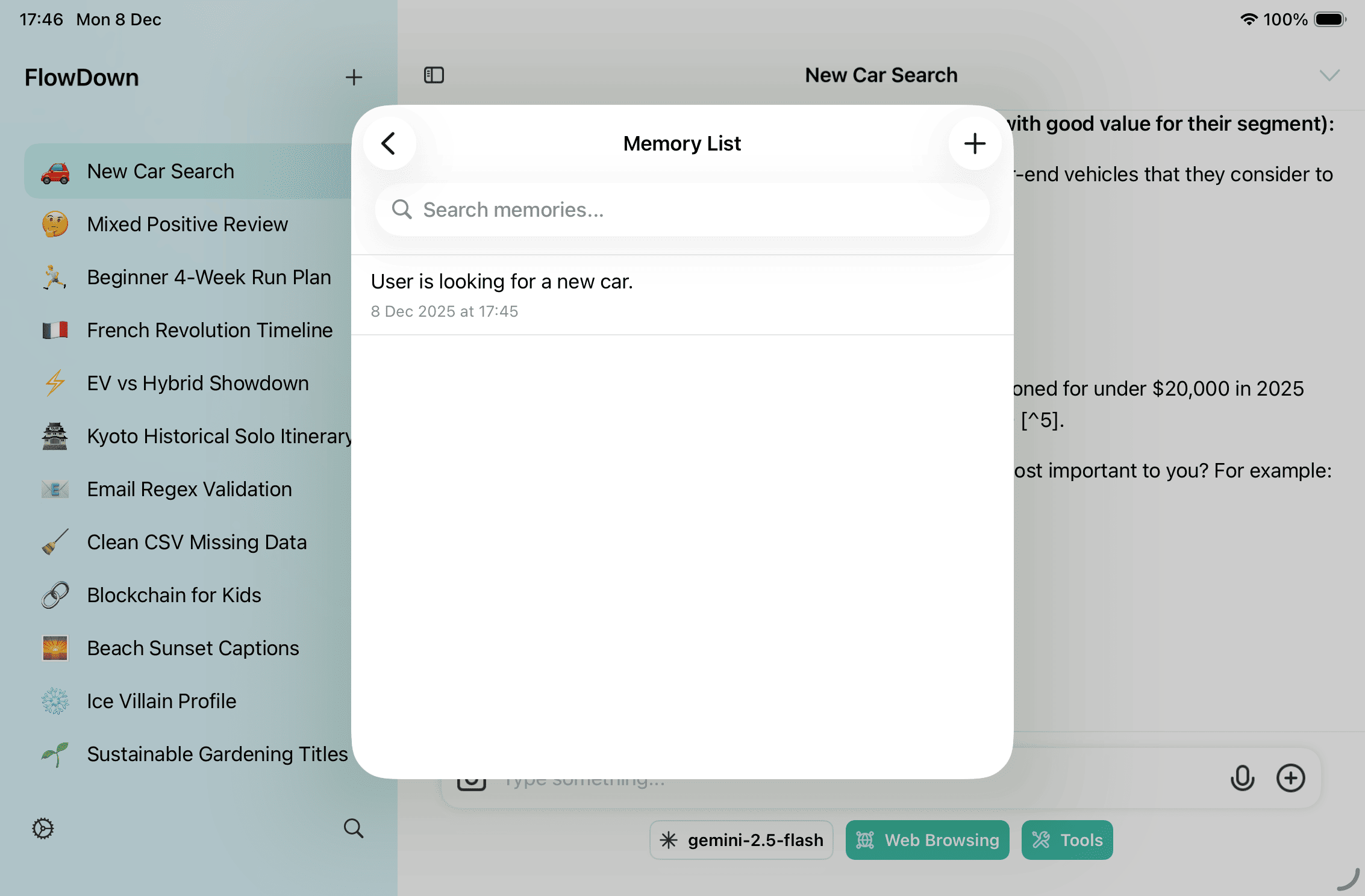 Memory list management