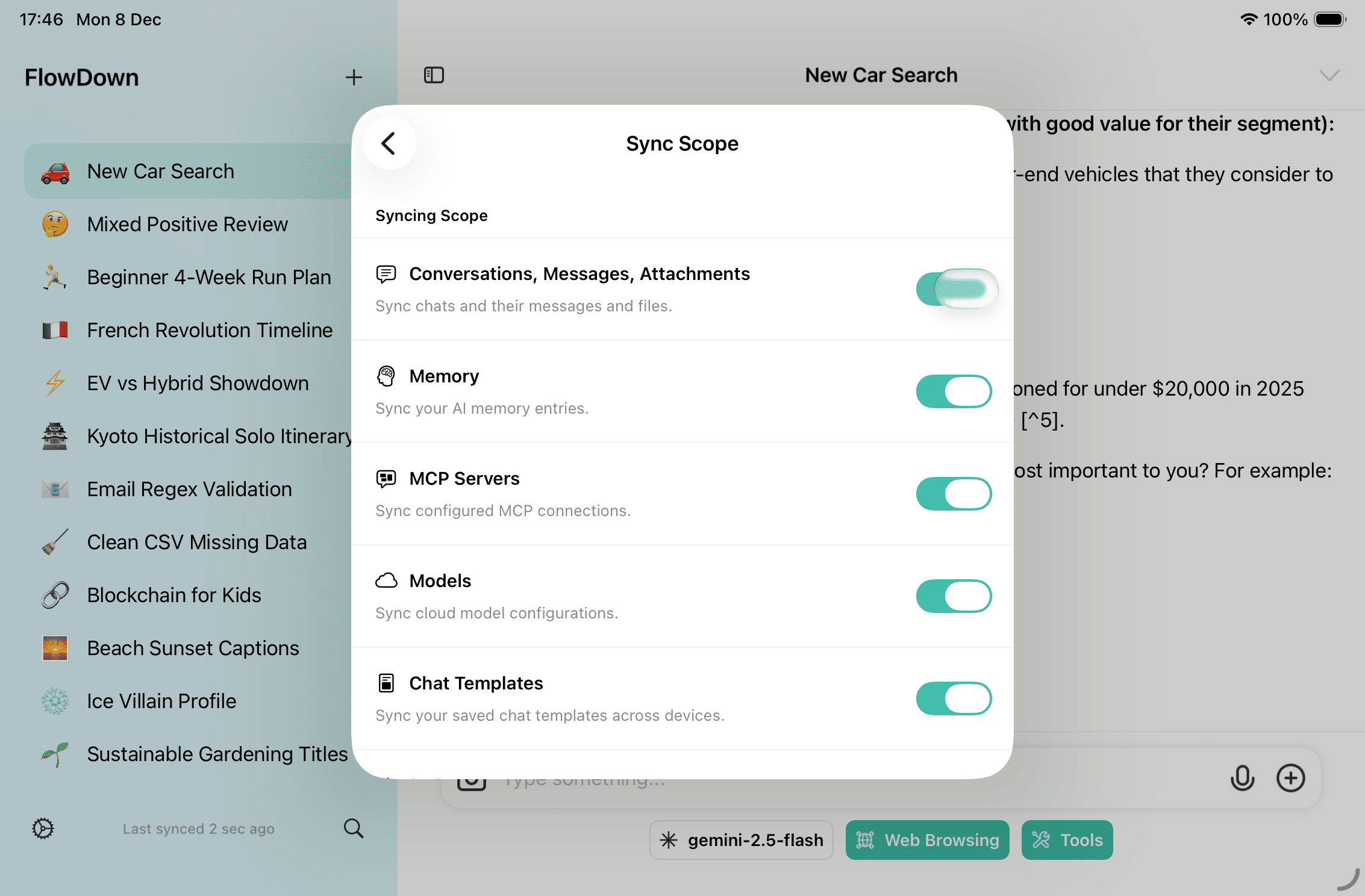 Sync scope configuration
